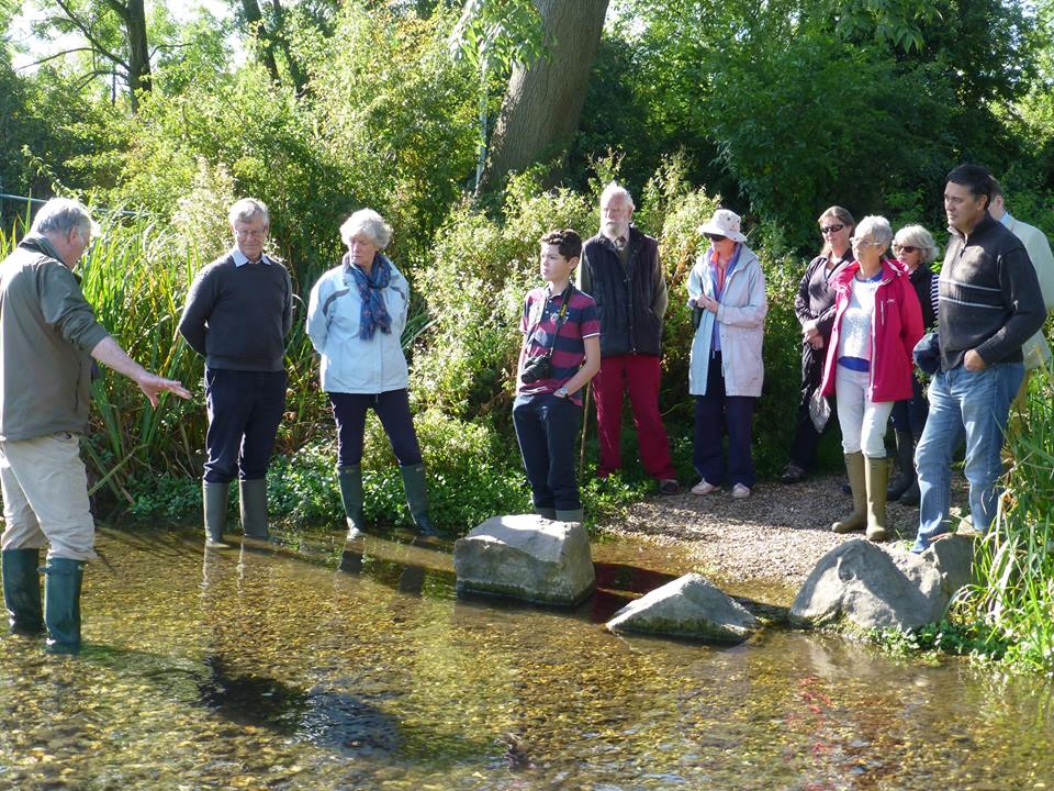 Peter Marren talking to attendees of the World Rivers Day walk at Stonebridge